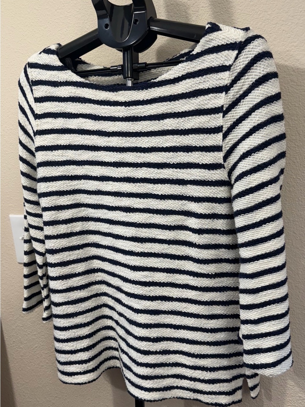 Old Navy Navy Striped Boatneck Sweater | Nautical Preppy Coastal Grandmother | M - Picture 2 of 9
